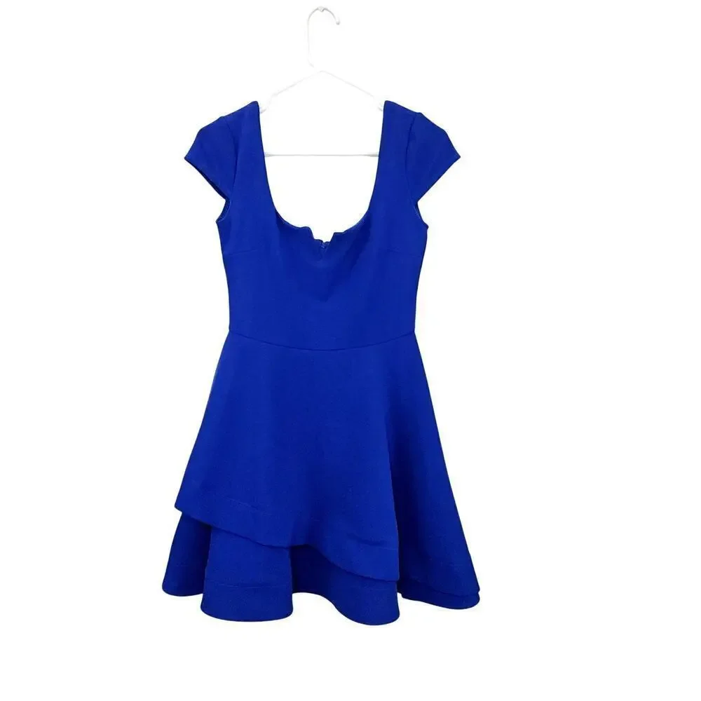 b darlin party blue dress B. Darlin Royal Blue V-Neck Layered Party Dress Mini Size 7/8 Medium Stretch